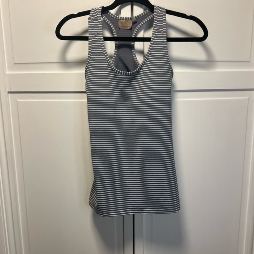 Athleta Stripped Speed Racer Tank With Lined Built In Bra Size Small